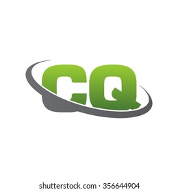 initial CQ swoosh ring company logo green gray