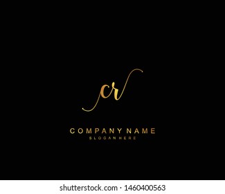 Initial CR beauty monogram and elegant logo design, handwriting logo of initial signature, wedding, fashion, floral and botanical with creative template.