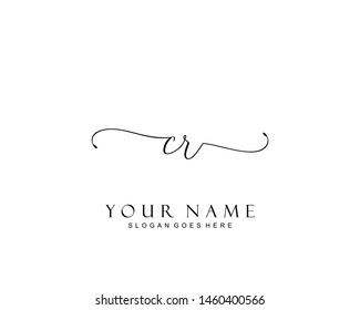 Initial CR beauty monogram and elegant logo design, handwriting logo of initial signature, wedding, fashion, floral and botanical with creative template.