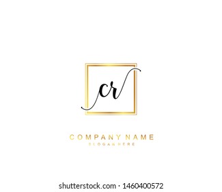 Initial CR beauty monogram and elegant logo design, handwriting logo of initial signature, wedding, fashion, floral and botanical with creative template.