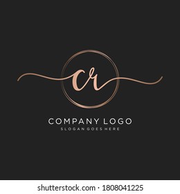 Initial CR beauty monogram and elegant logo design, handwriting logo of initial signature, wedding, fashion, floral and botanical with creative template.