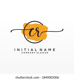 Initial CR beauty monogram and elegant logo design, handwriting logo of initial signature, wedding, fashion, floral and botanical with creative template.