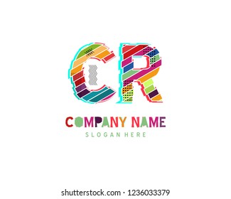 Initial CR Full color initial logo vector