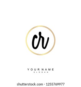 Initial CR handwriting logo vector