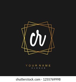 Initial CR handwriting logo vector