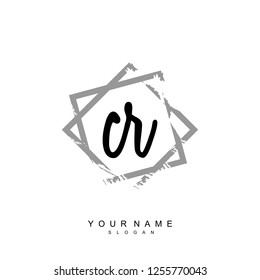 Initial CR handwriting logo vector