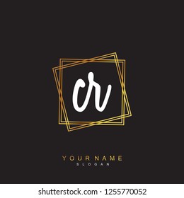 Initial CR handwriting logo vector