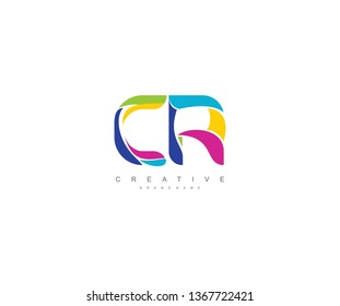 Initial CR letter abstract modern colorful liquid minimalist logo