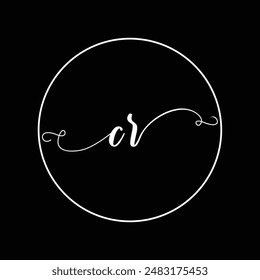 Initial CR letter handwriting monogram simple luxury