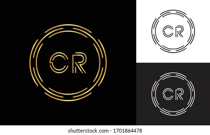 Initial CR Letter Logo Creative Modern Typography Vector Template. Digital Abstract Letter CR Logo Design