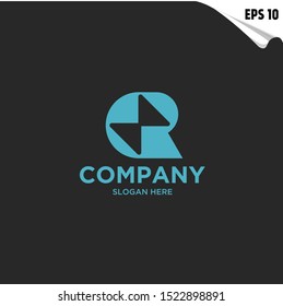 Initial CR Logo monogram design template. Simple shape elegant style modern logo.