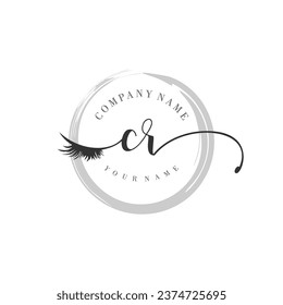 Initial CR monogram eye and eyelash handwriting