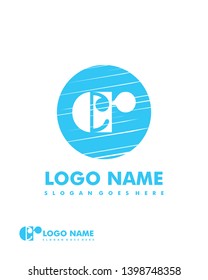 Initial CR negative space logo with circle template