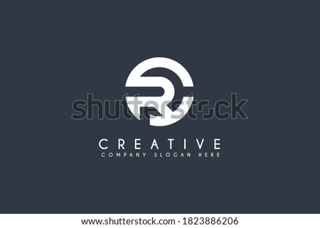 Initial CR RC logo design. vector letter logo illustration isolated on blue background