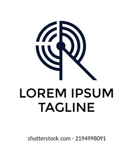 Initial CR with wifi symbol logo icon design