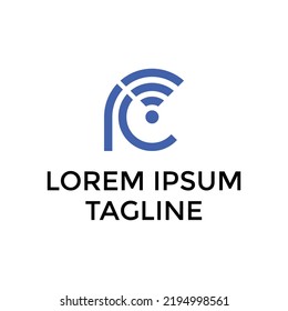 Initial CR with wifi symbol logo icon design