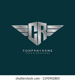 Initial CR wing logo template vector