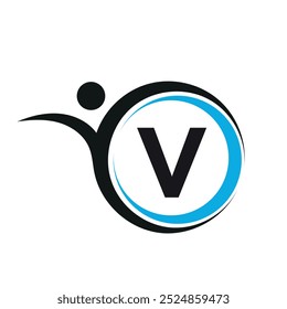 Logotipo criativo inicial combinado com modelo de vetor letra V