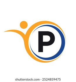 Initial Creative Logo combine with letter P vector template