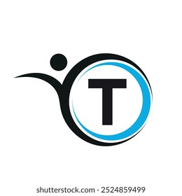 Initial Creative Logo combine with letter T vector template