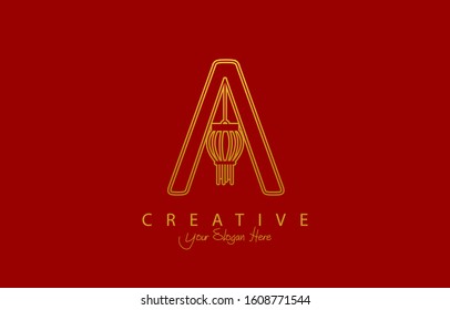 Initial A Creative Logo Icon Design. Elegant happy chinese new year design with letter style.