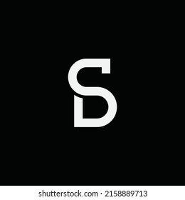 Initial Creative and Minimalist Logo Design of Letter SD DS template, Editable in Vector Format in Black and White Color.