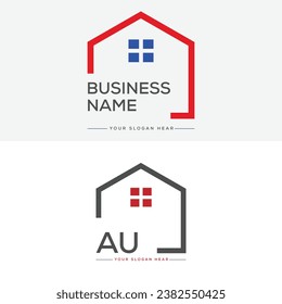 Initial Creative Real Estate AU Logo Symbol, einzigartiges AU Building Logo.Professionell, Design für das Design von Baulogo für AU-Gebäude 


