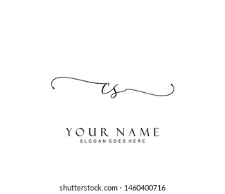 Initial CS beauty monogram and elegant logo design, handwriting logo of initial signature, wedding, fashion, floral and botanical with creative template.