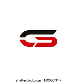 Initial CS icon design template elements for business company logo. Outstanding professional elegant trendy awesome artistic black and red color. Logotype idea vector isolated on white background.