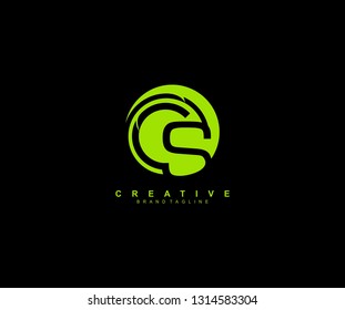 Initial CS Letter Isolated Abstract Green Rounded Element Logo 