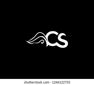 Initial CS Letter Linked Monogram Tribal Wings Logotype