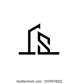 Initial CS logo concept with building template vector minimalist line.Logo AS