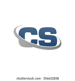initial CS swoosh ring company logo blue gray
