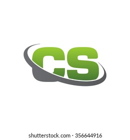 initial CS swoosh ring company logo green gray