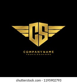 Initial CS wing logo template vector