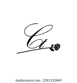 Ornamento inicial de tipografía de flores de escritura a mano CT moderno