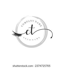 Initial CT monogram eye and eyelash handwriting