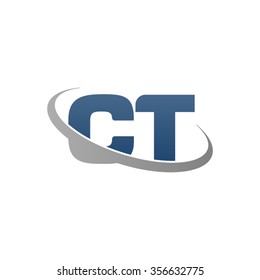 initial CT swoosh ring company logo blue gray