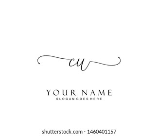 Initial CU beauty monogram and elegant logo design, handwriting logo of initial signature, wedding, fashion, floral and botanical with creative template.