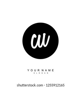 Initial CU handwriting logo vector