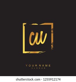 Initial CU handwriting logo vector