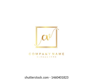 Initial CV beauty monogram and elegant logo design, handwriting logo of initial signature, wedding, fashion, floral and botanical with creative template.