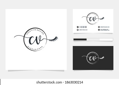 Initial CV Feminine logo collections and business card template.
