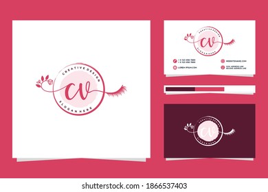 Initial CV Feminine logo collections and business card template.
