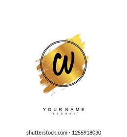 Initial CV handwriting logo vector