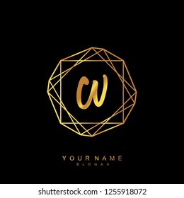 Initial CV handwriting logo vector