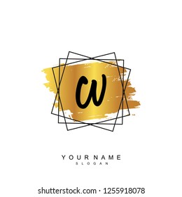 Initial CV handwriting logo vector