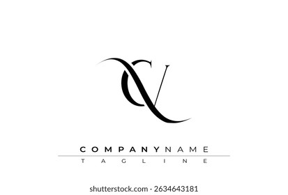 Initial CV Logo Design Vector. Elegant Monogram Logo Design with Decorative Elements and Typography