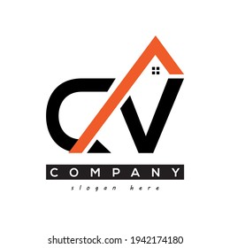 initial CV real estate logo vector