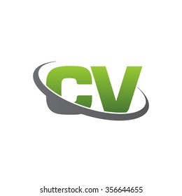 initial CV swoosh ring company logo green gray
